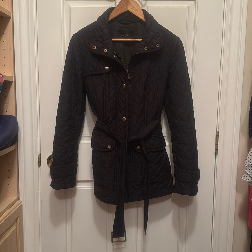 Cole Haan quilted black vintage pea coat